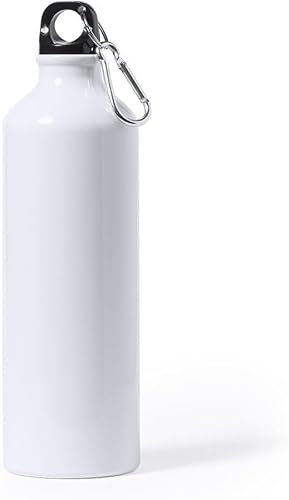 BIDON sublimable de 800 ml avec bouchon de sécurité à vis et mousqueton métallique de transport. Boîte indivicale incluse (2)