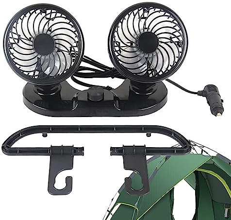 TRISTO Double Fan For Car - Mute Portable Car Air Conditioner | Car Seat Cooler, Backseat Fan, 360° Rotatable, 2 Speeds For Boat, Desktop, SUV, RV, Vehicle