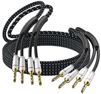 Tertullus 1 Pair High-End Speaker Cables OFC Silver-Plated With Banana Plugs Hifi Speaker Cables For Home Cinema, Amplifiers, Loudspeakers, Hifi Systems (Banana Plug To Banana Plug 2.5m)