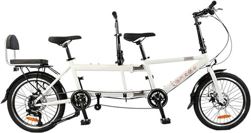Kcolic Vélos Tandem Pliants 20 Pouces, Vélo Croisière Plage pour Adultes, Vélo Tandem, Vélos Tandem Réglables 7 Vitesses, Vélo Croisière A