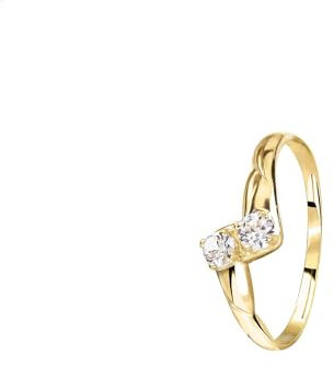Lucchetta - Damenring mit Saphir aus Gelbgold 585 | Goldring 14 Karat mit Stein Größen 50-60 | Handgefertigt in Italien, 14k, 54 (17.2)