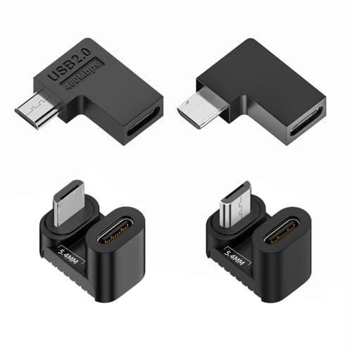 CY Adaptateur 4 pièces/lot USB-C USB2.0 Type C Femelle vers Micro USB mâle Adaptateur de données d'alimentation 90/360 degrés Type coudé dans Quatre Directions