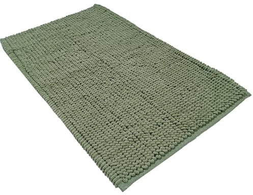 Olivia Rocco Bath Mat Plain Super Soft Deep Pile Heavy Weight Micro Bobble Bathmat Bathroom Shower Mat, 50 x 80 cm, Sage Green