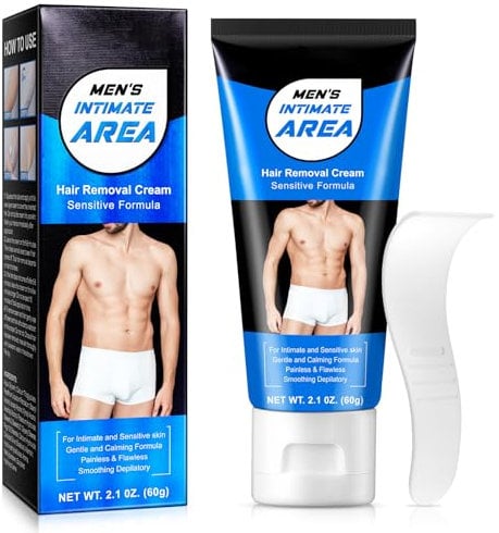 Hair Removal,Enthaarungscreme für den Intimbereich, extra sanfte Haarentfernung für Männer, Enthaarungscreme für alle Hauttypen,60g