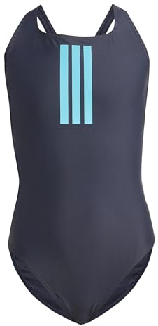 adidas Damen 3 Stripes V-Back Swimsuit, Legend Ink/Lucid Cyan, 34
