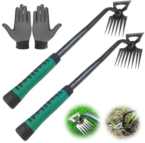 Anyingkai 2 Piezas Extractor de Malas Hierbas Manual,Desmalezar para Patio y Jardín,Multifunctional Weeder Tools,Weeder Puller Stand Up,Weed Removal Tool Long Handle,Eliminar Malas Hierbas (Grandes)