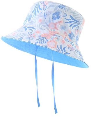 AHAHA 100% Baumwolle Sonnenhut Baby Kinder,Atmungsaktiv Sommerhut Kinder Fischerhut UV-Schutz Unisex Cap Eimerhut Strandhut Kappe Mütze Blume 52 ﻿