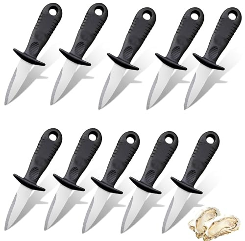ZAHD 10 Piezas Shucker Set mariscos Cuchillo Ostras Profesional Abre Cuchillo para ostras Acero Inoxidable Abridor De Ostra Cuchillo para ostras de Acero para ostras, mariscos, mejillones (10)