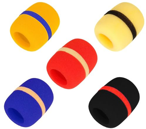 Generisch MZW4032 Mikrofon Windschutzscheibe für alle Sennheiser Evolution Series Drahtloses Mikrofon Handsender, in Orange, Schwarz, Blau, Rot und Gelb, 5 Stück