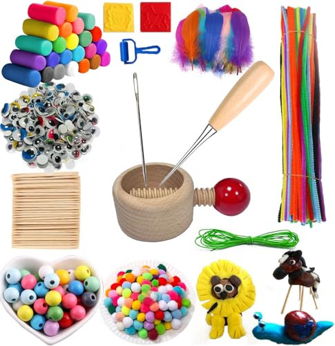 MAJSHDIO Kastanienbohrer Set, Ein Set für Bastelkurse für Kinder, Kastanienset zum Basteln mit Kastanien, Herbst Kastanienmännchen DIY Set, 1-6 mm Bohrer Kastanien, DIY Set von farbigen Ton Kastanien