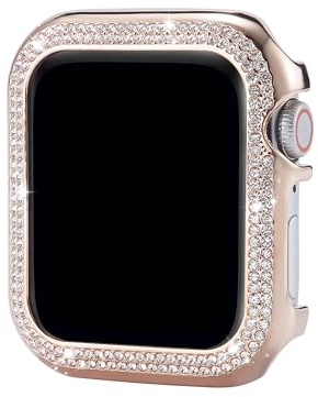 MILESTEM Glitzer Diamant Uhrgehäuse Kompatibel mit Apple Watch 40mm 44mm 41mm 45mm Tasche, Bling Schutzhülle Aluminium Bumper Kratzfest Gehäuse Hülle Kompatibel mit iWatch Series 9/8/7/6/5/4/SE