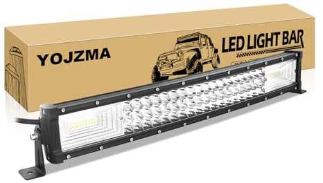 YOJZMA Gebogen LED Arbeitsscheinwerfer, 22 Zoll 270W 12V 24V Lichtbalken | Zusatzscheinwerfer, Drei Reihen, Spot Flut Combo, IP67 Wasserdicht, 6000K Weiß, für 4x4, Offroad, Traktor, ATV, LKW, Pickup