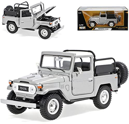 Motormax T*o*y*o*t*a Land Cruiser FJ40 Silber Grau Cabrio 3 Türer 1960-1984 1/24 Modell Auto
