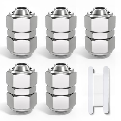 Bwintech 5 Pcs 6mm Straight Push pour connecter Le raccord pneumatique de Tube d’écrou de Verrouillage,2 Voies nickelé Laiton Rapide KPU6 Adaptateur de Ligne d’air