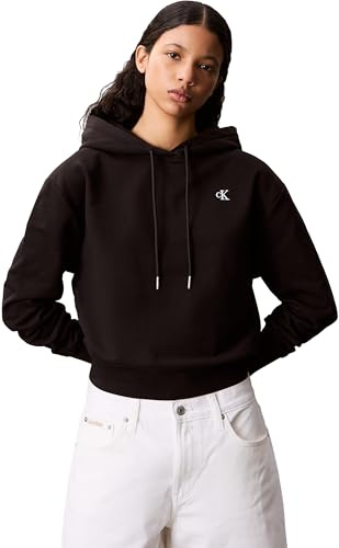 Calvin Klein Donna Felpa con Cappuccio Monogram Terry con Logo