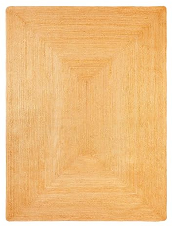 BioEcoLux Teppich Flur Läufer 200 X 200 cm - Jute Teppich Natur Boho Ethno Muster – Handgefertigt & Modern – 100% Naturfaser – Wohnzimmer, Schlafzimmer, Küche, Flur, Outdoor – Beige