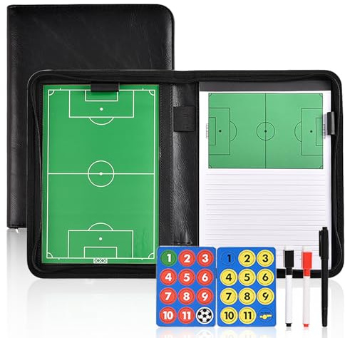 Miershanwell Lavagna Tattica Magnetica Calcio, Portatile Cartellina Tattica per Allenatore di Calcio Football Coaching Board Lavagnetta Strategie con Penne Gomma Magneti per Insegnare Formazione