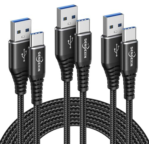 Cavo USB Type-C [3Metri,3Pezzi],Cavo USB C Ricarica Rapida Compatibile con Samsung Galaxy S24 S23 S22 S21 S20,A71 A51 A32 A12,Google Pixel 7 6 5,PS5,Switch,Huawei P50 P40,Xiaomi,OnePlus 9 - Nero