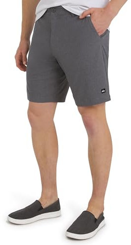 Quiksilver Men's Regular Fit Fixed Waist Water Friendly Active Hybrid Shorts Casual, Striped Design-Iron, 38