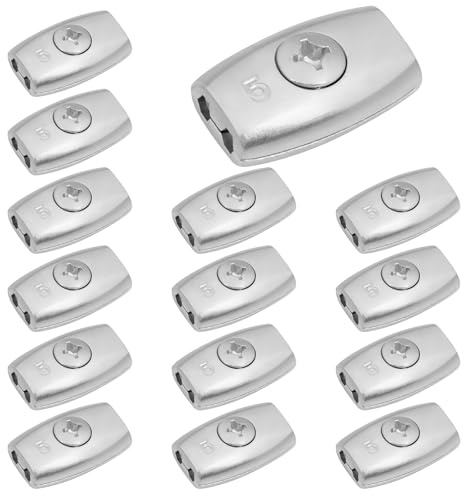DBREAKS 15PCS Seilklemmen 5mm Zinklegierung Drahtseilklemme Eiform | Eiform für 5mm Drahtseile, Zinklegierung, zum Schrauben, korrosionsbeständig, 15er-Pack