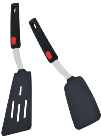 ZUNOXAZ 2 pezzi Spatole Cucina in Silicone Resistenti Temperature Paletta Alimenti e Spatola Forata per Cucinare Utensili Gadget per Ristoranti e