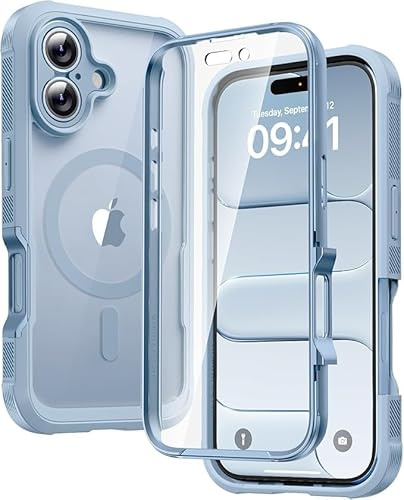 Diaclara für iPhone 17 Hülle mit MagSafe 360 Grad Vollschutz, Nebel-Blau | Militärschutz, kratzfest & Stoßfest mit integrierter Displayschutzfolie und Kameraschutz Handyhülle für iPhone 17 6,3