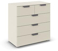 Rauch Möbel ADITIO, Kommode, Farbe Beige, Breite 80 cm | Sideboard im modernen Look, 5 Schubladen, Soft-Close-Funktion, für Schlafzimmer, Gästezimmer, Wohnzimmer, Garderobe, Flur