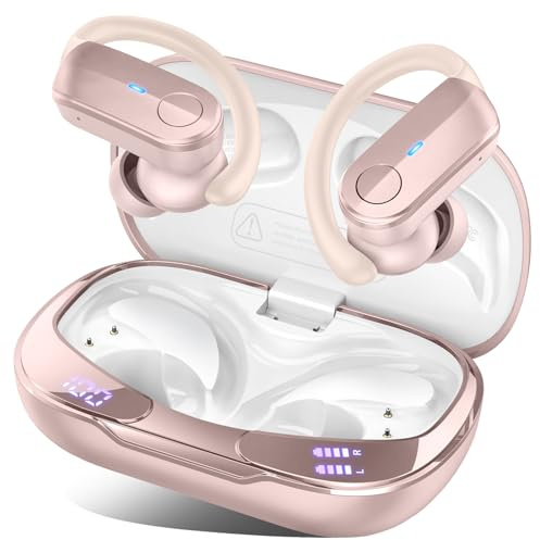 Ordtop 2026 Bluetooth Kopfhörer Sport, 70Std In Ear Kopfhörer Bluetooth 5.4, HiFi Stereo Tiefer Bass Kabellose Kopfhörer mit 4 Noise Cancelling Mic, IPX8 Wasserdicht Ohrhörer mit Ohrhaken, LED-Anzeige