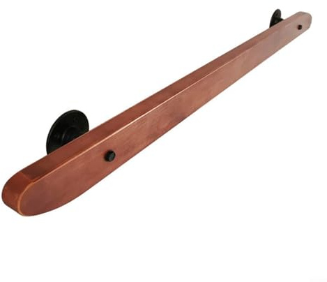 GLFLOW Corrimano per scale da interno in legno massello e ferro battuto, sicuro antiscivolo ringhiera a parete per casa, 50 cm
