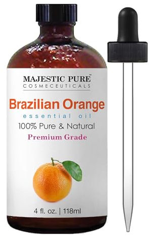 MAJESTIC PURE Brazilian Orange Essential Oil | 100% Pure and Natural Oil | Premium Grade Essential Oils for Hair Care, Home Diffusers, Skin, Aromatherapy, Massage and Humidifiers | 4 Fl Oz