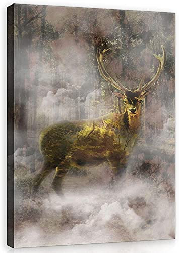 Forwall Bilder Canvas Hirsch Tiere Vertikal Modern Schlafzimmer Wohnzimmer Leinwandbilder Wandbild Kunstdruck Wandbilder Wand Bild auf Leinwand Aufhängefertig (10145, O6 (80 x 60 cm))