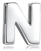 Candyfancy Buchstaben Silber 925 Anhänger Halskette Personalisierte A-Z (Anhänger Buchstabe N)