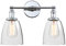 Phansthy Applique murale à 2 flammes en verre transparent avec cloche - Applique murale vintage industrielle pour intérieur - Éclairage mural loft - Applique murale de cuisine (couleur chromée)