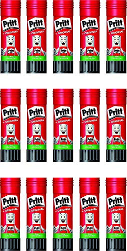 Pritt Klebestift 11 g, transparent, auswaschbar, ablösbar, ohne Lösungsmittel (15 Stück)