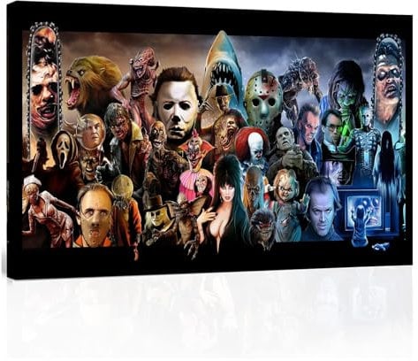 HAO SHUN DA Horrorfilme, Ölgemälde auf Leinwand, Poster und Drucke, Dekoration, Wandkunst, Bild, Wohnzimmer, Wand (30,5 x 45,7 cm, Kunstwerk – 05)