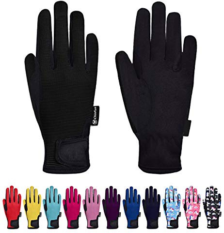 ChinFun Horse Riding Glove Equestrian Gloves Kids for Boys Girls Horseback Riding Gloves Grip for Youth Children Riding Sports Biking Cycling Gardening Black Size M