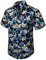 HISDERN Herren Funky Hawaiihemd Blumen Kurzarm Vordertasche Holiday Summer Aloha Bedruckter Strand Casual Navy Blue Hawaii Hemd