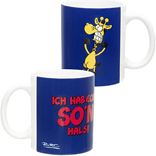 United Labels Ralph Ruthe Tasse 320 ml, Ich hab echt so'n Hals!, Blau, Kaffeebecher aus Keramik, Kaffeetasse