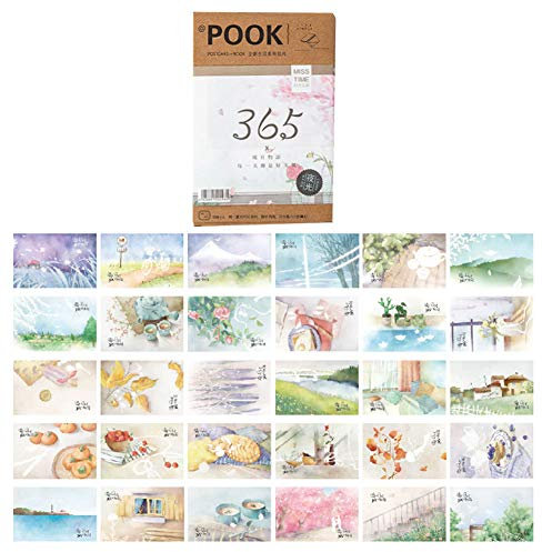 30 Stück 1 Set japanische Literatur und Kunst frisch und Wind Postkarte, niedliche Cartoon, handgezeichnete Karte, Literarische Grußkarten, Segen, Nachrichten, Postkarte, verpackt (erfrischend)