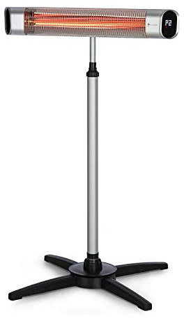 blumfeldt Dark Wave - Radiador de Pared por Infrarrojos, 2500 W, Regulable en 9 Niveles, Temporizador de Apagado, Programable hasta 24 h, Pantalla LED integrada, con Soporte, Gris Metalizado