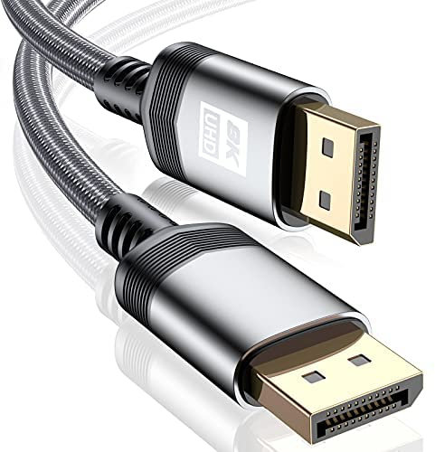 AviBrex 8K DisplayPort Kabel 1.4 5m DP1.4 8K@60Hz HBR3 4K@60Hz/144Hz/120Hz 5K@60Hz 2K@165Hz/240Hz Unterstützung FreeSync G-Sync HDR10 Display Port für Gaming Monitor Grafikkarte VESA-zertifiziert