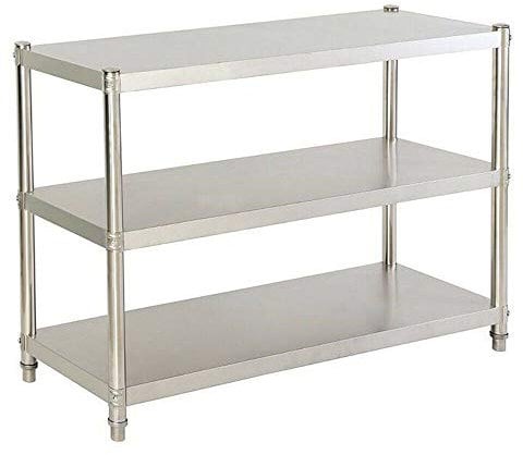 3 Böden Küchenregal Edelstahl Gastro Regal Schwerlastregal 80x80x40cm Garagenregal, Werkstattregal oder Lagerregal/Steckregal Metall mit 50kg Tragkraft