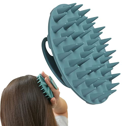 INNERNEED Scalp Massager Shampoo Bürste, Nass & Trocken Manuelle Kopfpflege Kopfschrubber Haarwäsche, Weiche Silikonborsten, für Haarwachstum, Schuppen Entfernung (Dunkelgrün)