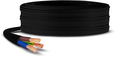 Primes DIY 3 Core Round Black Flex Flexible Cable, stranded electrical copper wire, Insulated Flexible PVC Wire, Stranded Wire High Temperature Resistance, 3182Y BASEC Approved 0.75mm(80 Meter)