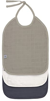 LÄSSIG Unisex Baby Muslin Terry Bib L tzchen, olive/milky/navy, Einheitsgröße EU