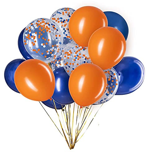 12 Zoll Luftballons Marine blau Orange Helium Luftballons Konfetti 50 Stück Latex Ballons Ø 30 cm für Hochzeit Valentinstag Geburtstag Taufe Kommunion Party Deko