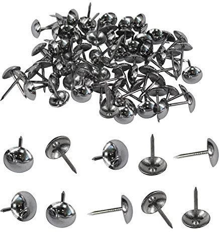 Trimming Shop Chrome Upholstery Nail Tacks Studs Furniture Tacks Push Pins 15mm x 9mm Decorative Thump Tack Studs for Leathercraft Cork Board DIY Projects Wood Sofa Chair Bed, 10pcs
