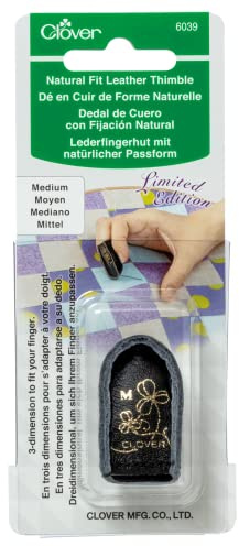 Clover Thimble Natural Fit, 3 Dimensions, Seamless Thimble, Sewing Needle Thimble, Quilting Thimble, Black, Medium, Inner Dimensions 5/8 16mm