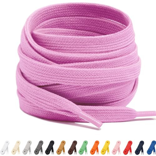 Laceter Lacets Plats Coton 8mm pour Baskets, Sneakers, Chaussures de Sport - Compatibles Nike, Adidas, Converse, Vans, New Balance - Fabriqués en Europe Résistants et Durables - Rose pale, 150 cm