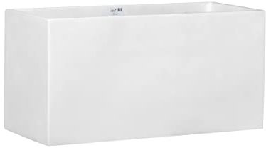 BARTPOL D834 Blumentopf Rechteckig 80x35x40cm Pflanzkübel aus Fieberglas I Blumentopf aussen/innen I Übertöpfe für zimmerpflanzen I Fieberglas kübel- weißer Glanz